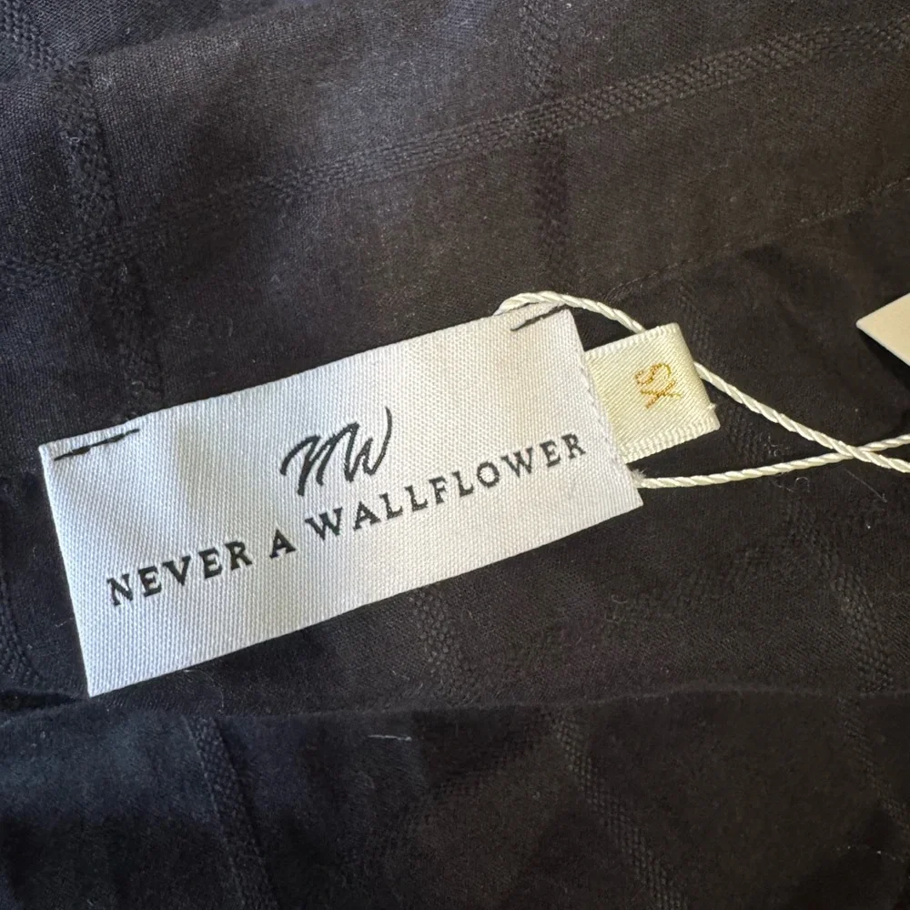 NWOT Never A Wallflower Black Cotton Windowpan Track Dress Sz XS - Picture 7 of 7
